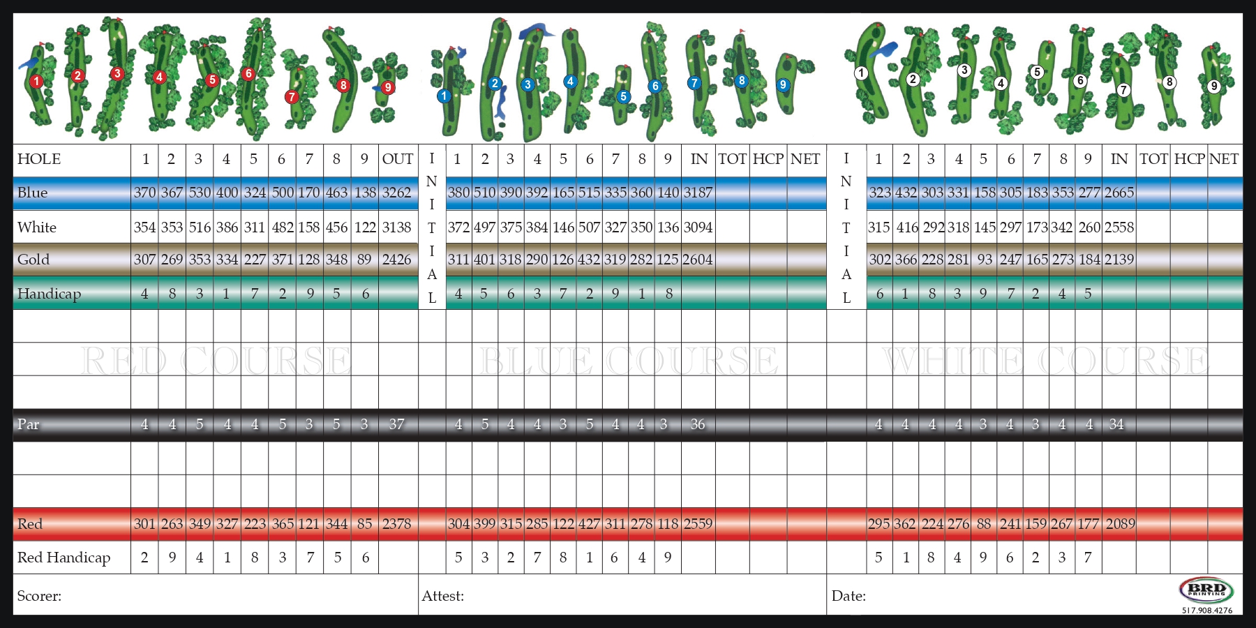Scorecard Hartland Glen Golf Course North Scorecard Hartland Glen Golf Course North